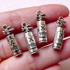 CLEARANCE 3D Fire Extinguisher Charms Fireman Charm (4pcs / 8mm x 22mm / Tibetan Silver) Whimsical Kitsch Charm Necklace Man Jewelry Bracelet CHM1070