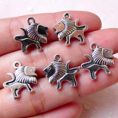 CLEARANCE Lion Charms Animal Charm (5pcs / 16mm x 16mm / Tibetan Silver / 2 Sided) Baby Shower Favor Charm Bookmark Zipper Pull Charm Bracelet CHM1071