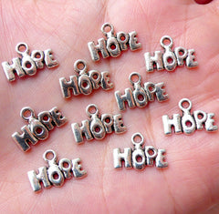 CLEARANCE Hope Charms Word Charm (10pcs / 13mm x 9mm / Tibetan Silver) Message Jewelry Religious Charm Bookmark Favor Charm Bracelet Necklace CHM1079