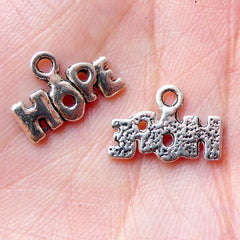 CLEARANCE Hope Charms Word Charm (10pcs / 13mm x 9mm / Tibetan Silver) Message Jewelry Religious Charm Bookmark Favor Charm Bracelet Necklace CHM1079