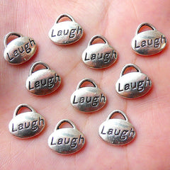 Laugh Charms Word Charm (10pcs / 12mm x 11mm / Tibetan Silver / 2 Sided) Message Jewelry Packaging Favor Charm Bracelet Necklace CHM1080