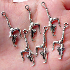 Yoga Charm Pilates Charm (6pcs / 11m x 30mm / Tibetan Silver / 2 Sided) Fitness Sports Jewelry Necklace Bookmark Keychain Charm CHM1119