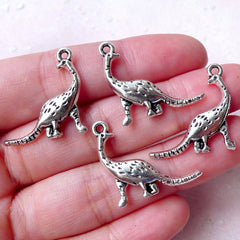 Dinosaur Charms Brachiosauris Charm (4pcs / 22mm x 22mm / Tibetan Silver / 2 Sided) Baby Shower Decor Bookmark Favor Charm Bracelet CHM1097