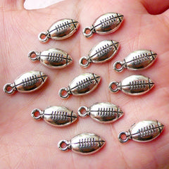 American Football Charms Gridiron Charm (12pcs / 7mm x 15mm / Tibetan Silver) Sports Bracelet Pendant Wine Charm Keychain Charm CHM1099