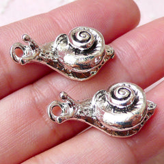 CLEARANCE 3D Snail Charms (2pcs / 11mm x 24mm / Tibetan Silver) Animal Pendant Zipper Pull Charm Keychain Charm Wine Charm Bracelet Necklace CHM1100