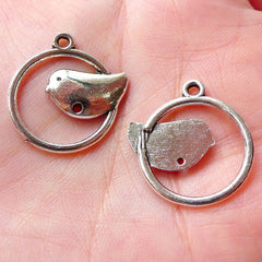 CLEARANCE Spring Bird Charms (5pcs / 21mm x 22mm / Tibetan Silver) Cute Pendant Bracelet Earring Necklace Zipper Pull Keychain Favor Charm CHM1113