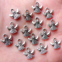 Tiny Angel Charms (15pcs / 9mm x 9mm / Tibetan Silver) Religious Jewellery Miniature Christmas Tree Ornament Christian Bracelet CHM1114