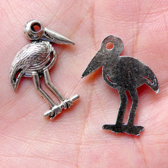 Big Beak Bird Charms Crane Ibis Heron Stork (6pcs / 18mm x 22mm / Tibetan Silver) Animal Charm Pendant Bracelet Wine Glass Charm CHM1123