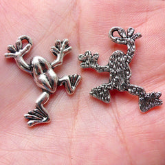 Frog Charms Animal Charm (4pcs / 19m x 25mm / Tibetan Silver) Whimsical Charm Bracelet Necklace Pendant Keychain Wine Glass Charm CHM1125