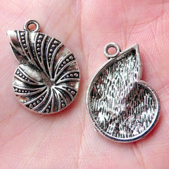 Nautilus Charms Sea Shell Charm (4pcs / 17mm x 23mm / Tibetan Silver) Sealife Pendant Earrings Bracelet Necklace Zipper Pull Charm CHM1132