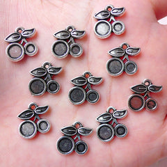 Cherry Charms Kawaii Fruit Charm (10pcs / 13mm x 12mm / Tibetan Silver) Cute Dust Plug Charm Bracelet Wine Glass Charm Add On Charm CHM1144