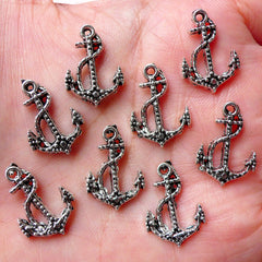CLEARANCE Small Anchor Charms (8pcs / 13mm x 18mm / Tibetan Silver) Nautical Bracelet Necklace Earring Pendant Ship Wine Charm Dust Plug Charm CHM1145