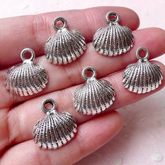 CLEARANCE Seashell Charms Clam Charm (6pcs / 17mm x 18mm / Tibetan Silver) Sea Life Bracelet Beach Jewelry Pendant Earring Necklace Wine Charm CHM1136
