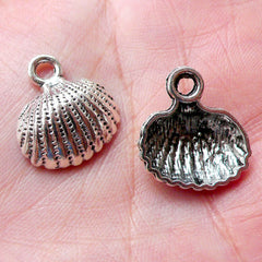 CLEARANCE Seashell Charms Clam Charm (6pcs / 17mm x 18mm / Tibetan Silver) Sea Life Bracelet Beach Jewelry Pendant Earring Necklace Wine Charm CHM1136