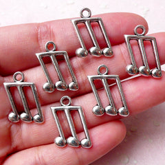 Music Note Charms (6pcs / 14mm x 19mm / Tibetan Silver) Bracelet Pendant Earrings Keychain Zipper Pull Bookmark Wine Glass Charm CHM1139