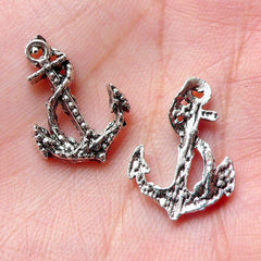 CLEARANCE Small Anchor Charms (8pcs / 13mm x 18mm / Tibetan Silver) Nautical Bracelet Necklace Earring Pendant Ship Wine Charm Dust Plug Charm CHM1145