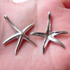 CLEARANCE Large Starfish Charms / Sea Star Pendant (3pcs / 28mm x 34mm / Tibetan Silver) Beach Necklace Bracelet Earring Marine Life Animal CHM1149