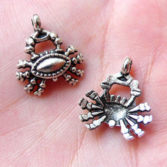 Small Crab Charms Marine life Charm (8pcs / 14m x 16mm / Tibetan Silver) Cute Beach Charm Bracelet Bangle Earrings Pendant Necklace CHM1172