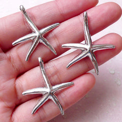 CLEARANCE Large Starfish Charms / Sea Star Pendant (3pcs / 28mm x 34mm / Tibetan Silver) Beach Necklace Bracelet Earring Marine Life Animal CHM1149