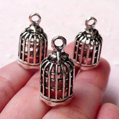 3D Bird Cage Charms (3pcs / 11mm x 22mm / Tibetan Silver) Bracelet Earring Necklace Pendant Keychain Charm Wine Charm Bookmark Charm CHM1151