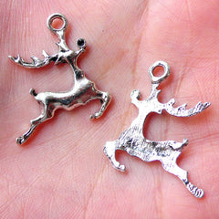 Christmas Reindeer Charms Deer Charm (5pcs / 22mm x 25mm / Tibetan Silver) Animal Jewellery Christmas Favor Charm Wine Glass Charm CHM1174