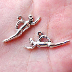 Swimmer Charms Swimming Charm (5pcs / 29m x 11mm / Tibetan Silver) Sports Pendant Necklace Bracelet Bangle Keychain Bookmark Charm CHM1186