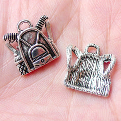 School Bag Charms Backpack Charm Knapsack Charm (7pcs / 16mm x 16mm / Tibetan Silver) Student Back to School Charm Zipper Pull Charm CHM1176