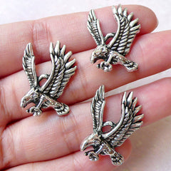 Eagle Charms (3pcs / 18mm x 25mm / Tibetan Silver) Bird Pendant Animal Necklace Bangle Bracelet Bookmark Keychain Zipper Pull Charm CHM1191
