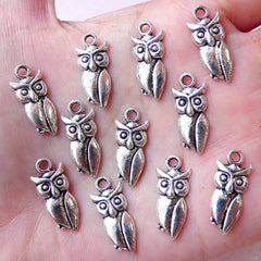 Small Owl Charms (11pcs / 9mm x 21mm / Tibetan Silver) Bird Pendant Animal Necklace Bracelet Anklet Charm Favor Charm Bookmark Charm CHM1180