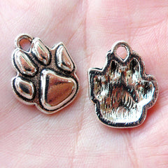 Animal Paw Charms (4pcs / 16mm x 20mm / Tibetan Silver) Cat Charm Dog Charm Pet Charm Cute Bracelet Bangle Anklet Pendant Necklace CHM1198