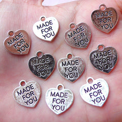 CLEARANCE Made For You Tag Charms Heart Charm (10pcs / 14mm x 15mm / Tibetan Silver / 2 Sided) Favor Charm Handmade Product Gift Packaging CHM1197