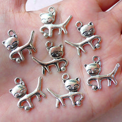 Cat Charms (7pcs / 19m x 18mm / Tibetan Silver / 2 Sided) Pet Keychain Charm Animal Pendant Bangle Anklet Bracelet Necklace Bookmark CHM1199
