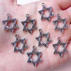 Hexagram Charms Star of David Charm (8pcs / 14mm x 20mm / Tibetan Silver) Jewish Hebrew Judaism Judaica Jewellery Religious Charm CHM1215