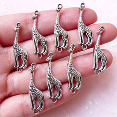 Giraffe Charm Connector (8pcs / 9mm x 29mm / Tibetan Silver) Animal Bracelet Link Necklace Connector Zipper Pull Dust Plug Charm CHM1217