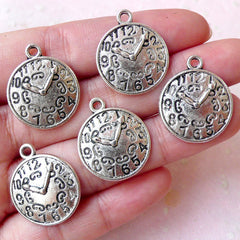 CLEARANCE Clock Charms (5pcs / 19mm x 23mm / Tibetan Silver) Steampunk Bracelet Pendant Necklace Earring Keychain Bookmark Zipper Pull Charm CHM1230