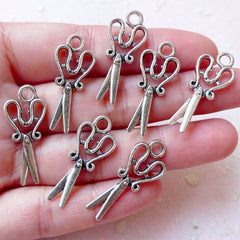 CLEARANCE Sewing Scissors Charm (7pcs / 12mm x 28mm / Tibetan Silver / 2 Sided) Seamstress Tailor Hair Stylist Charm Bracelet Pendant Necklace CHM1220