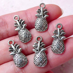 Pineapple Charms Kawaii Fruit Charm (5pcs / 9mm x 19mm / Tibetan Silver / 2 Sided) Pendant Bracelet Necklace Earring Bangle Anklet CHM1256