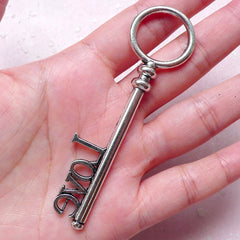 Love Key Charm / Big Silver Key Charm (1 piece / 24mm x 83mm / Tibetan Silver) Key Pendant Necklace Handbag Charm Zipper Pull Charm CHM1257
