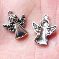 CLEARANCE Christmas Angel Charms (6pcs / 16mm x 20mm / Tibetan Silver) Miniature Christmas Ornament Religious Catholic Christian Jewellery CHM1258