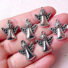 CLEARANCE Christmas Angel Charms (6pcs / 16mm x 20mm / Tibetan Silver) Miniature Christmas Ornament Religious Catholic Christian Jewellery CHM1258