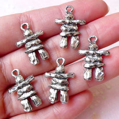 Stone Man Charms (5pcs / 14mm x 21mm / Tibetan Silver / 2 Sided) Bracelet Bangle Anklet Pendant Necklace Dust Plug Charm Keychain CHM1265