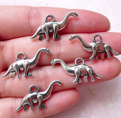 Jurassic Dinosaur Charms Brachiosauris Charm (5pcs / 25mm x 14mm / Tibetan Silver / 2 Sided) Baby Shower Favor Charm Cute Jewellery CHM1267