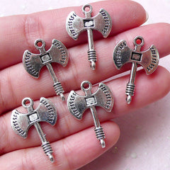 Double Headed Axe Charm Double Bladed Ax Charm (5pcs / 16mm x 24mm / Tibetan Silver / 2 Sided) Tool Hardware Charm Necklace Earrings CHM1290