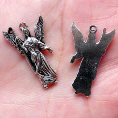 Religious Angel Charms (4pcs / 16mm x 26mm / Tibetan Silver) Christian Pendant Necklace Catholic Jewellery Bible Bookmark Charm CHM1295
