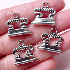 CLEARANCE 3D Vintage Iron Charms (4pcs / 18mm x 17mm / Tibetan Silver / 2 Sided) Whimsical Jewelry Retro Antique Iron Pendant Bracelet Earring CHM1300