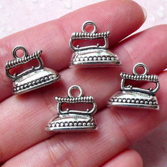 3D Antique Iron Charms (4pcs / 14mm x 13mm / Tibetan Silver / 2 Sided) Kitsch Jewelry Retro Vintage Iron Necklace Bangle Earrings CHM1311