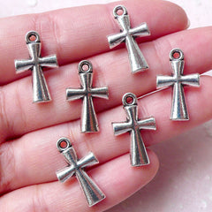 Silver Cross Charms Religious Charm (6pcs / 12mm x 20mm / Tibetan Silver / 2 Sided) Catholic Christian Pendant Necklace Bracelet CHM1296