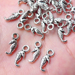 Tiny Sea Horse Charms Mini Seahorse Charm (20pcs / 5mm x 13mm / Tibetan Silver / 2 Sided) Marine Life Sealife Aquarium Ocean Charm CHM1302