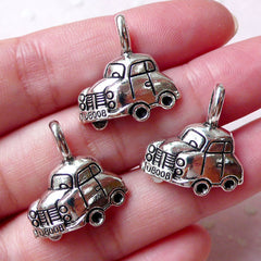 Toy Car Charms (3pcs /  20mm x 21mm / Tibetan Silver) Baby Shower Decoration Favor Charm Necklace Pendant Keychain Zipper Pull Charm CHM1326