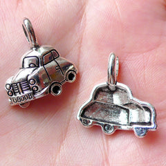 Toy Car Charms (3pcs /  20mm x 21mm / Tibetan Silver) Baby Shower Decoration Favor Charm Necklace Pendant Keychain Zipper Pull Charm CHM1326